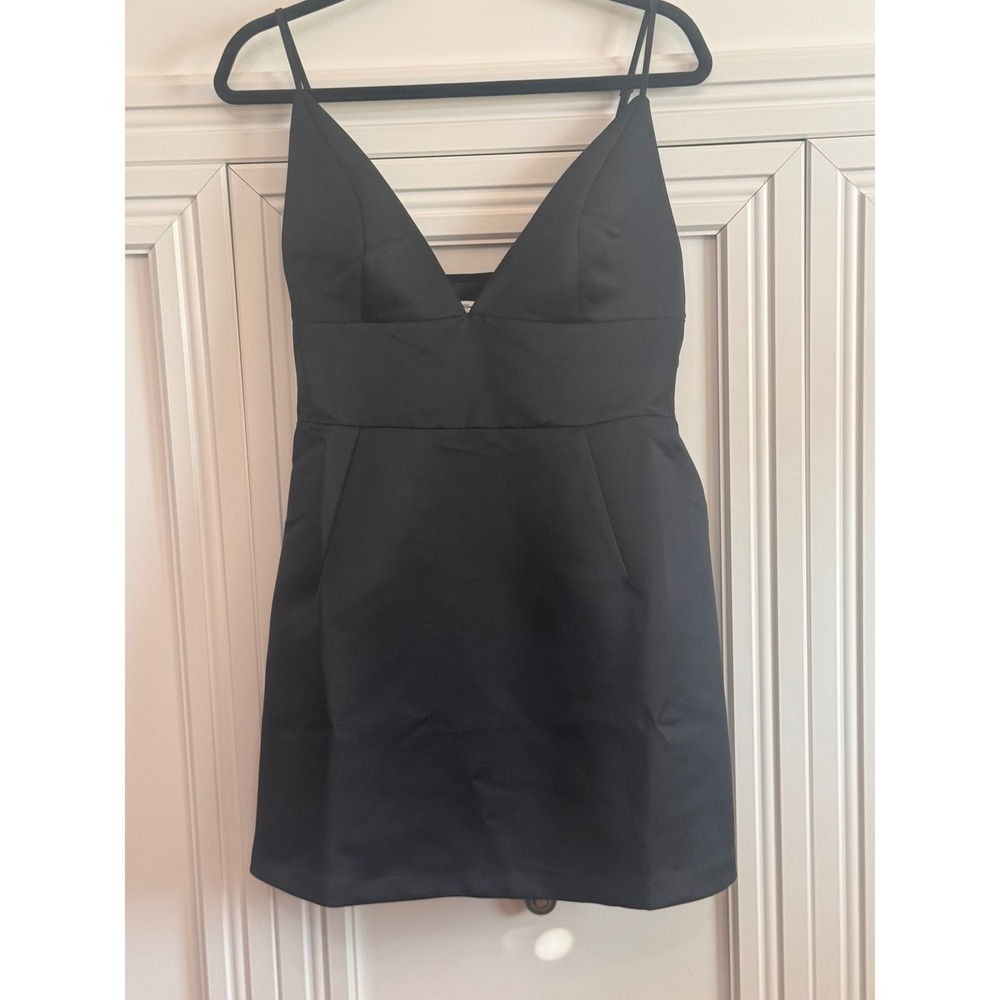 Urban Outfitters Kimchi Blue Black Satin Fit and Flair Dress Size Large - Picture 3 of 8